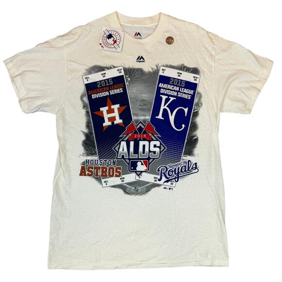 NWT Houston Astros Kansas City Royals 2015 ALDS Playoff Tee Shirt Sz Medium - Picture 1 of 8